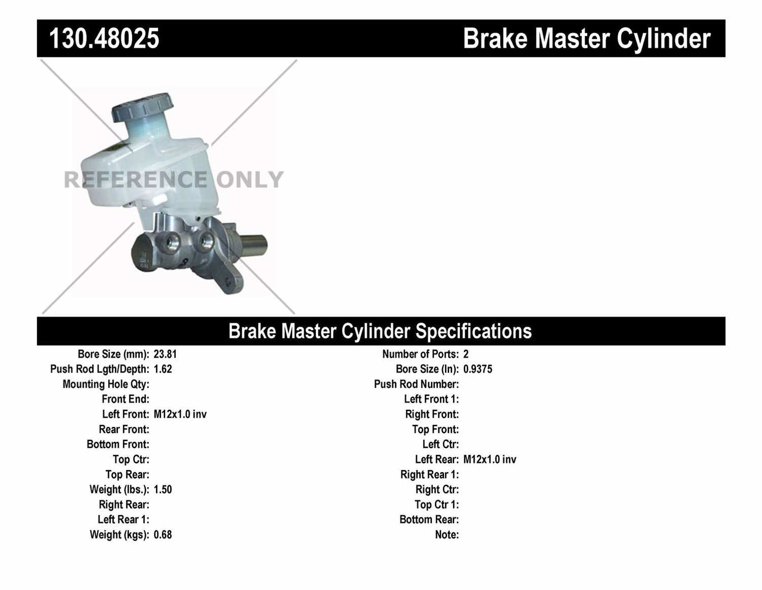 Foto de Cilindro Maestro de Freno Premium para Suzuki Grand Vitara 2006 2007 2008 2009 2010 2011 2012 2013 Marca CENTRIC PARTS N�mero de Parte 130.48025