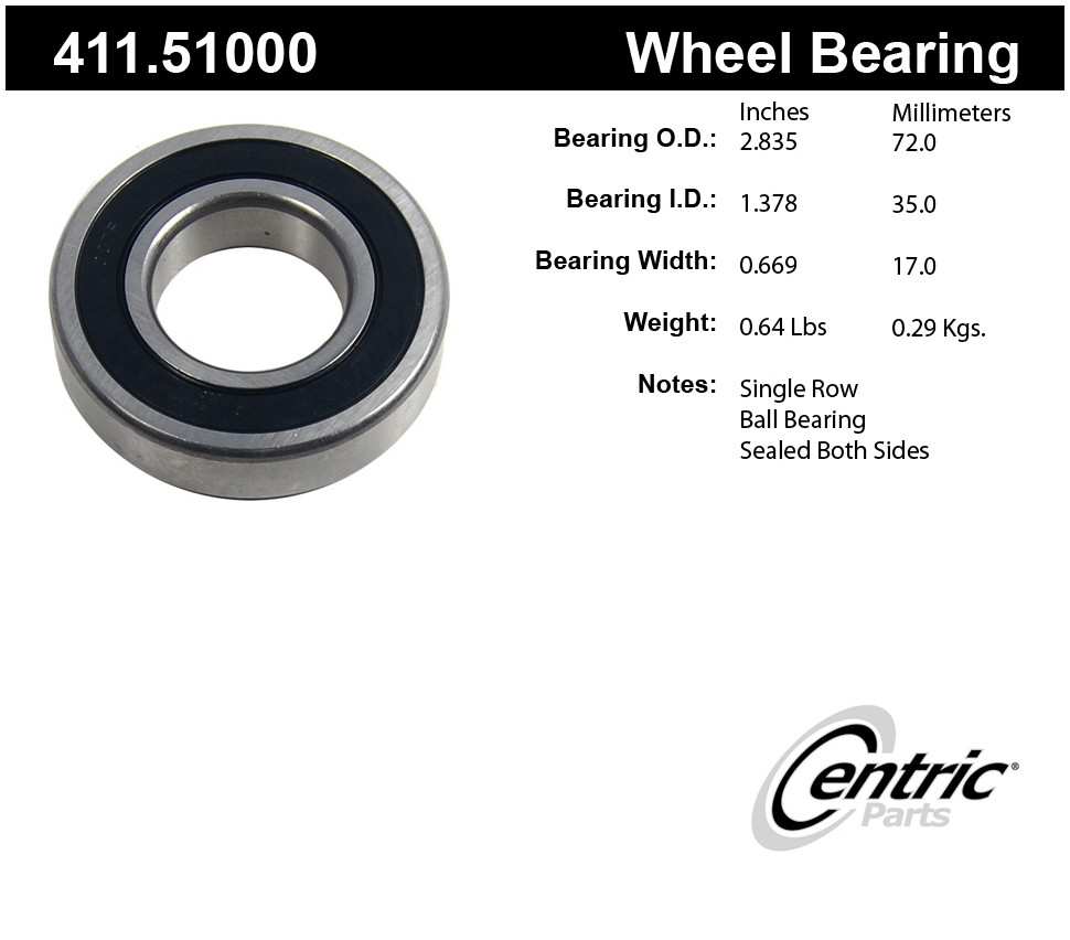 Foto de Cojinete Eje Propulsor Centric Premium Bearings para Hyundai Pony 1987 Marca CENTRIC PARTS Nmero de Parte 411.51000