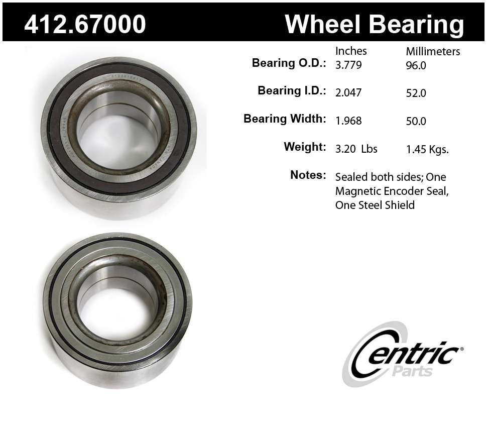 Foto de Rodamiento de Rueda Premium para Dodge Durango Jeep Grand Cherokee Marca CENTRIC PARTS Nmero de Parte 412.67000