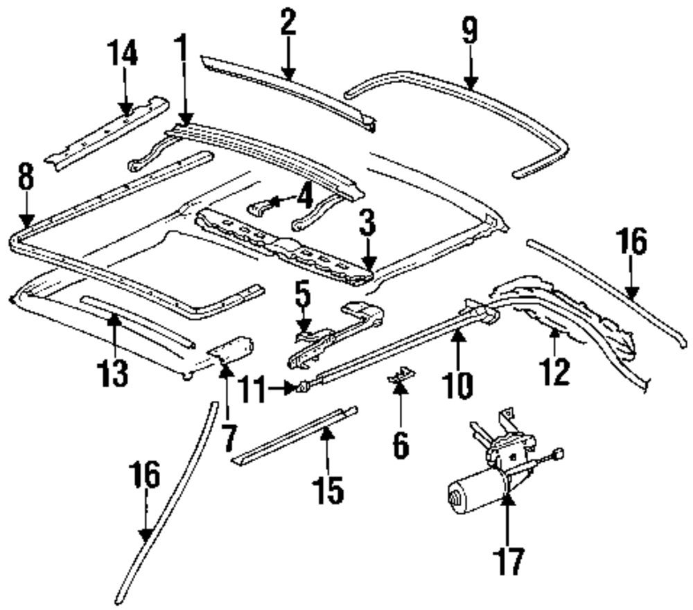 Mercedes sunroof parts diagram #4