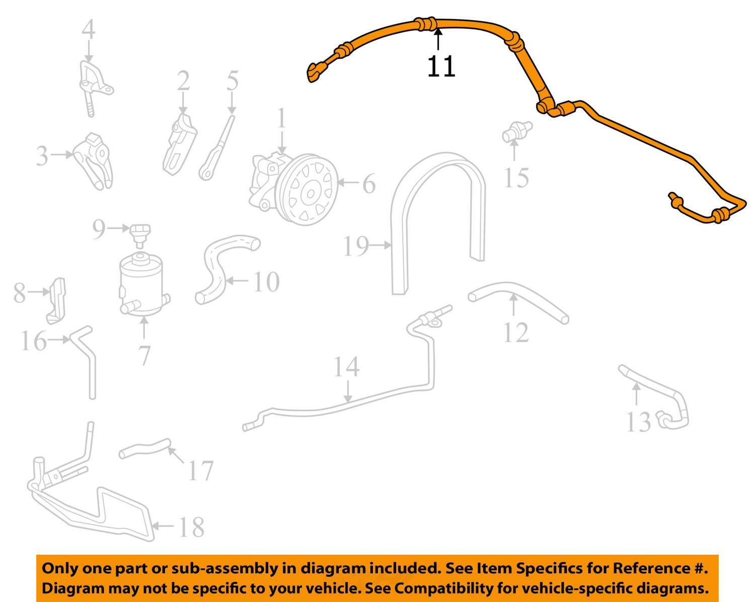 HONDA OEM 53713S87A04 9800 Accord Power Steering Pressure Hose 53713