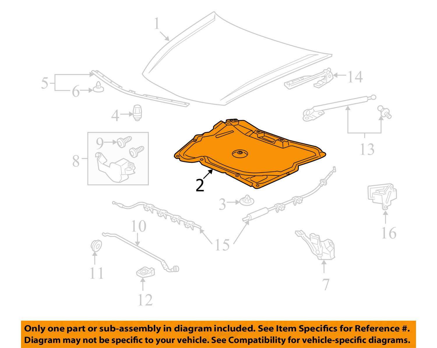 HONDA OEM 0812 Accord HoodInsulation Pad Liner Heat Shield 74141TA0A00