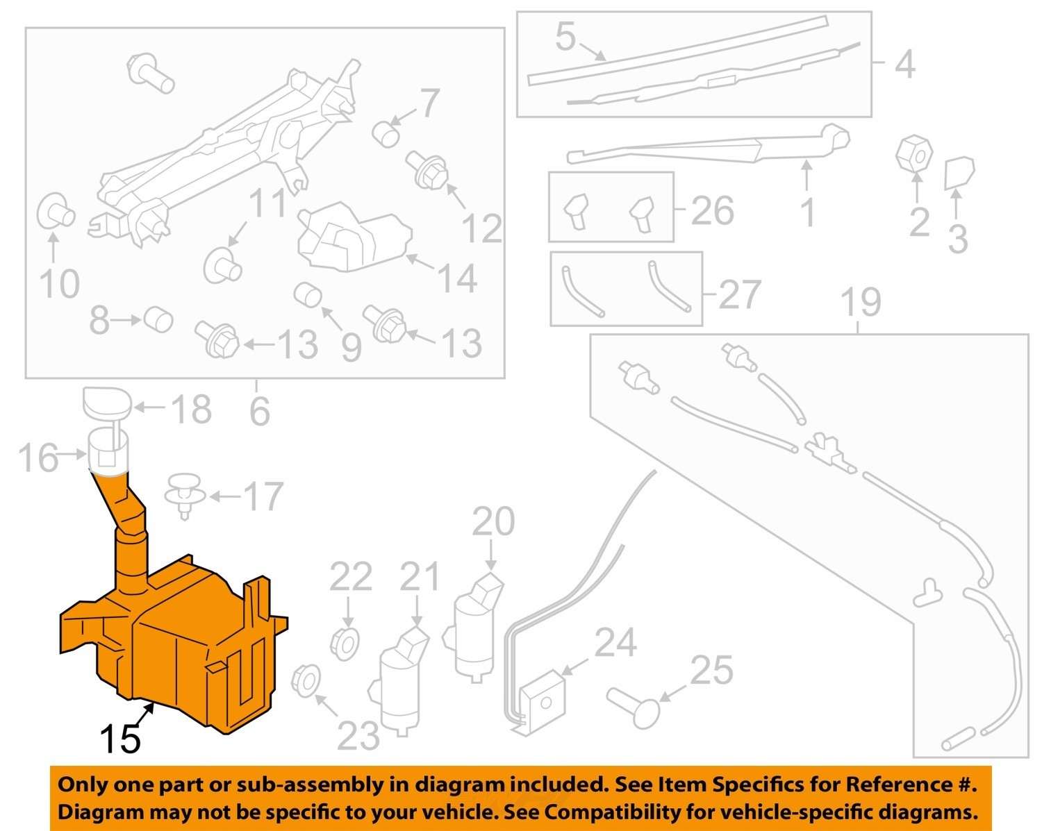 SUBARU OEM 0814 Impreza Wiper WasherWindshield FluidReservoir Tank