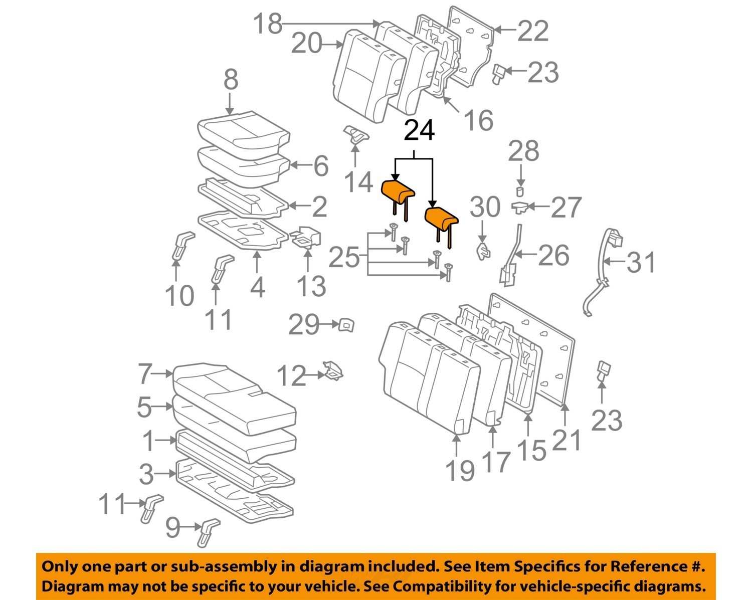 TOYOTA OEM 0710 FJ Cruiser Rear SeatHeadrest Head Rest 7196035040B0