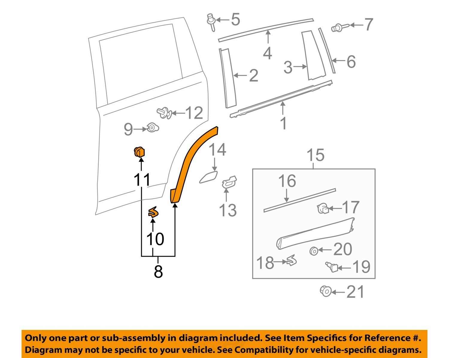 TOYOTA OEM Highlander Rear Door Body SideLower Molding Trim Left