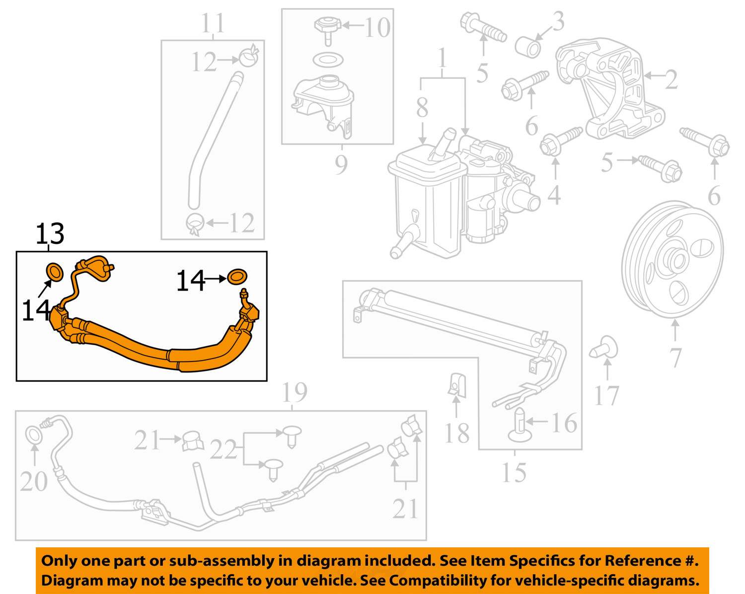 Chevrolet GM OEM 2012 ImpalaPower Steering Pressure Hose 22855967