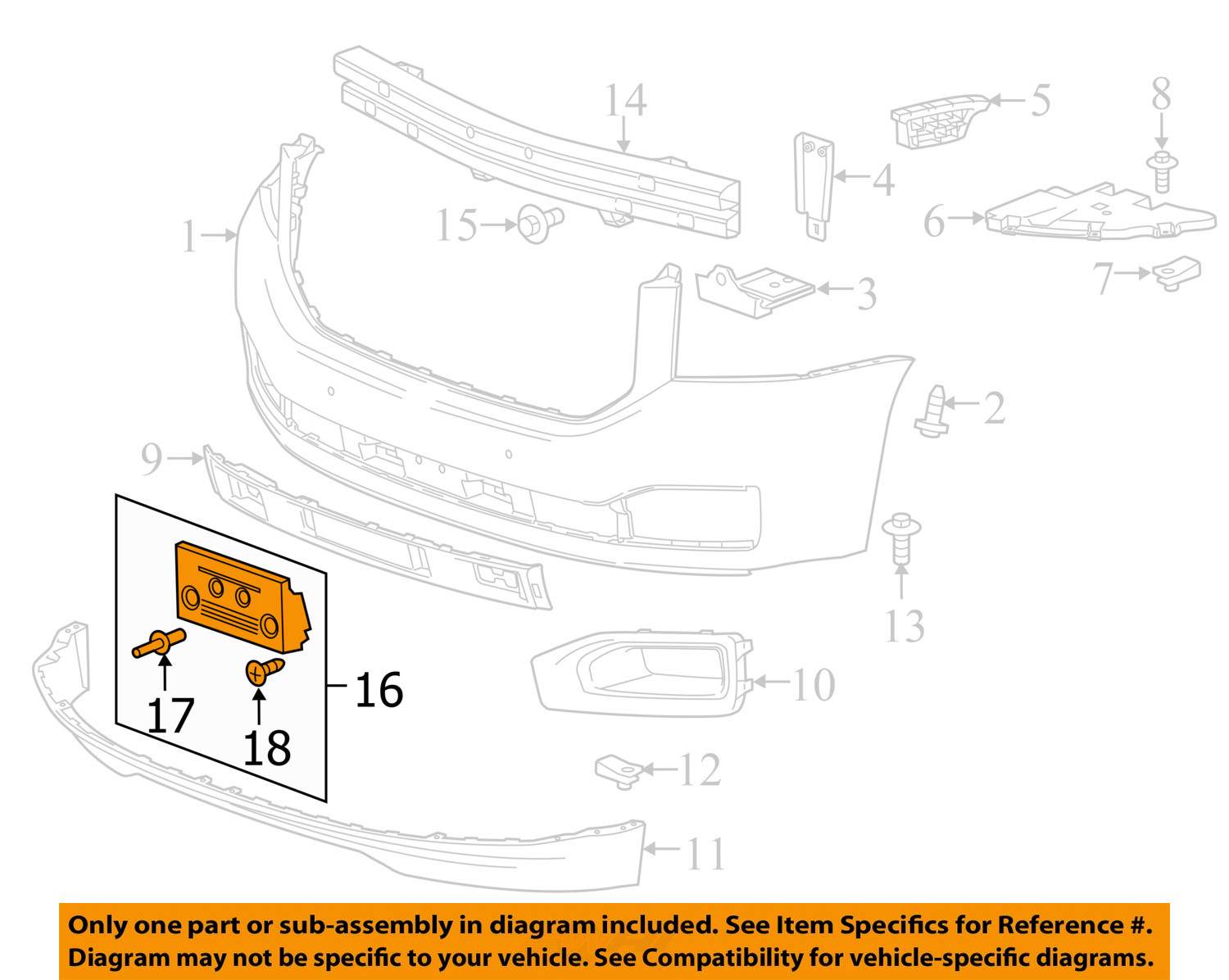 GMC YUKON FRONT LICENSE PLATE MOUNT HOLDER 20152017 NEW OEM 22948151