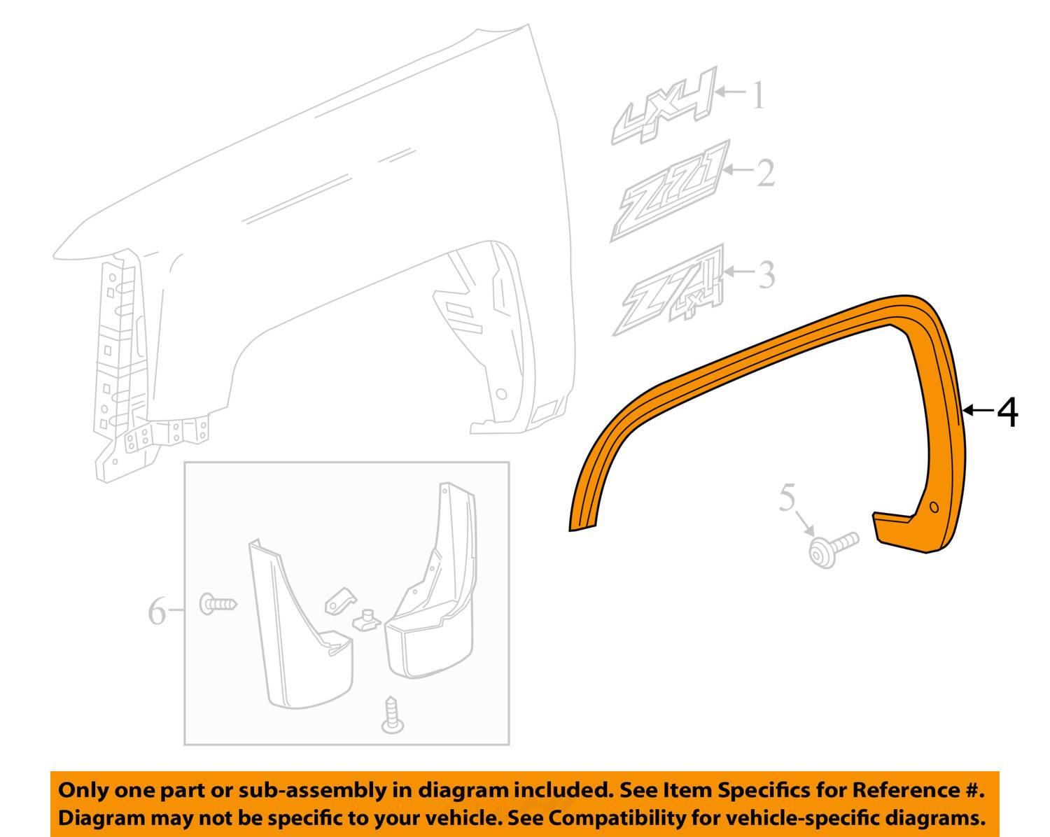 GMC GM OEM Sierra 1500 Front FenderWheel Well Flare Arch Molding Left