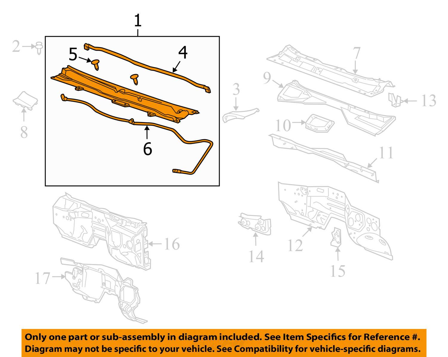 GMC GM OEM Sierra 1500Cowl Grille Panel Windshield Wiper Cover Vent 23207952 eBay