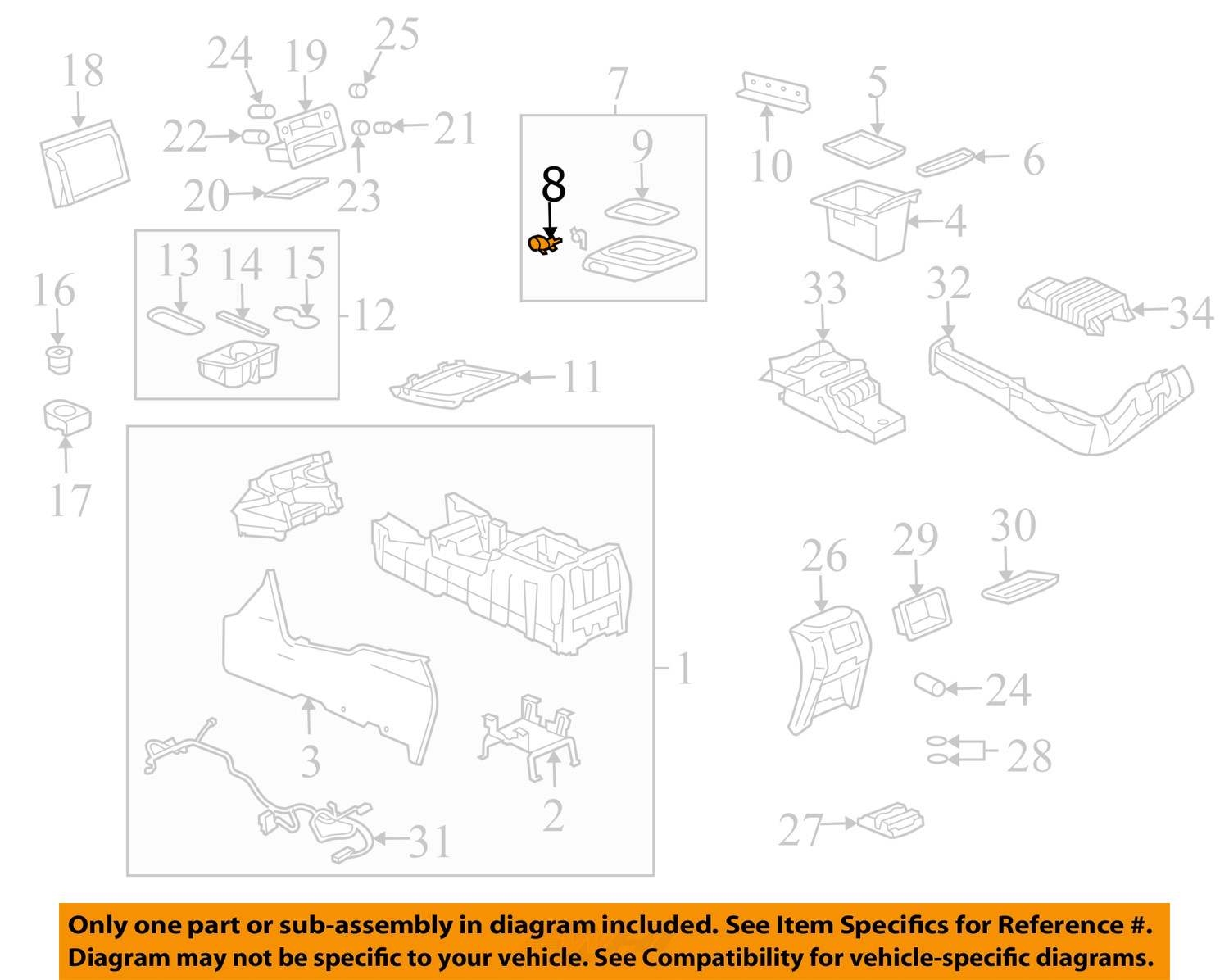 20032006 SILVERADO SIERRA TAHOE CENTER CONSOLE LATCH W/BUTTON NEW