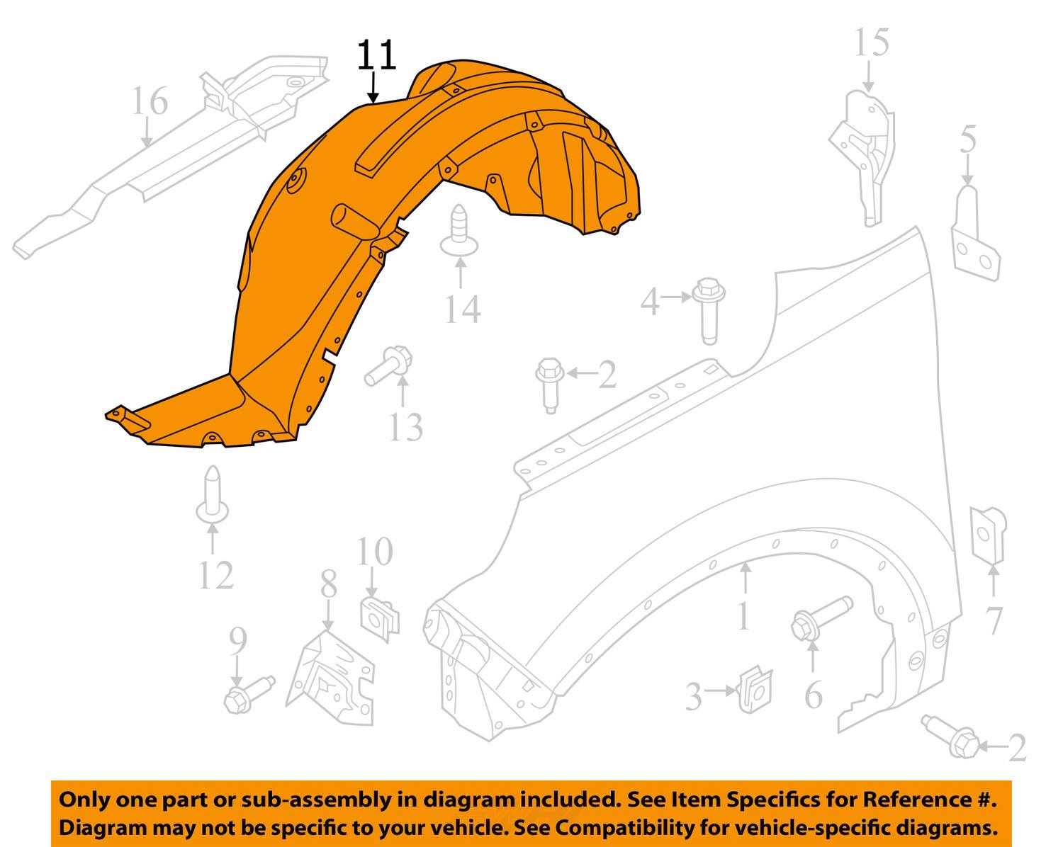 FORD OEM ExplorerFront Fender Liner Inner Splash Shield Guard Right