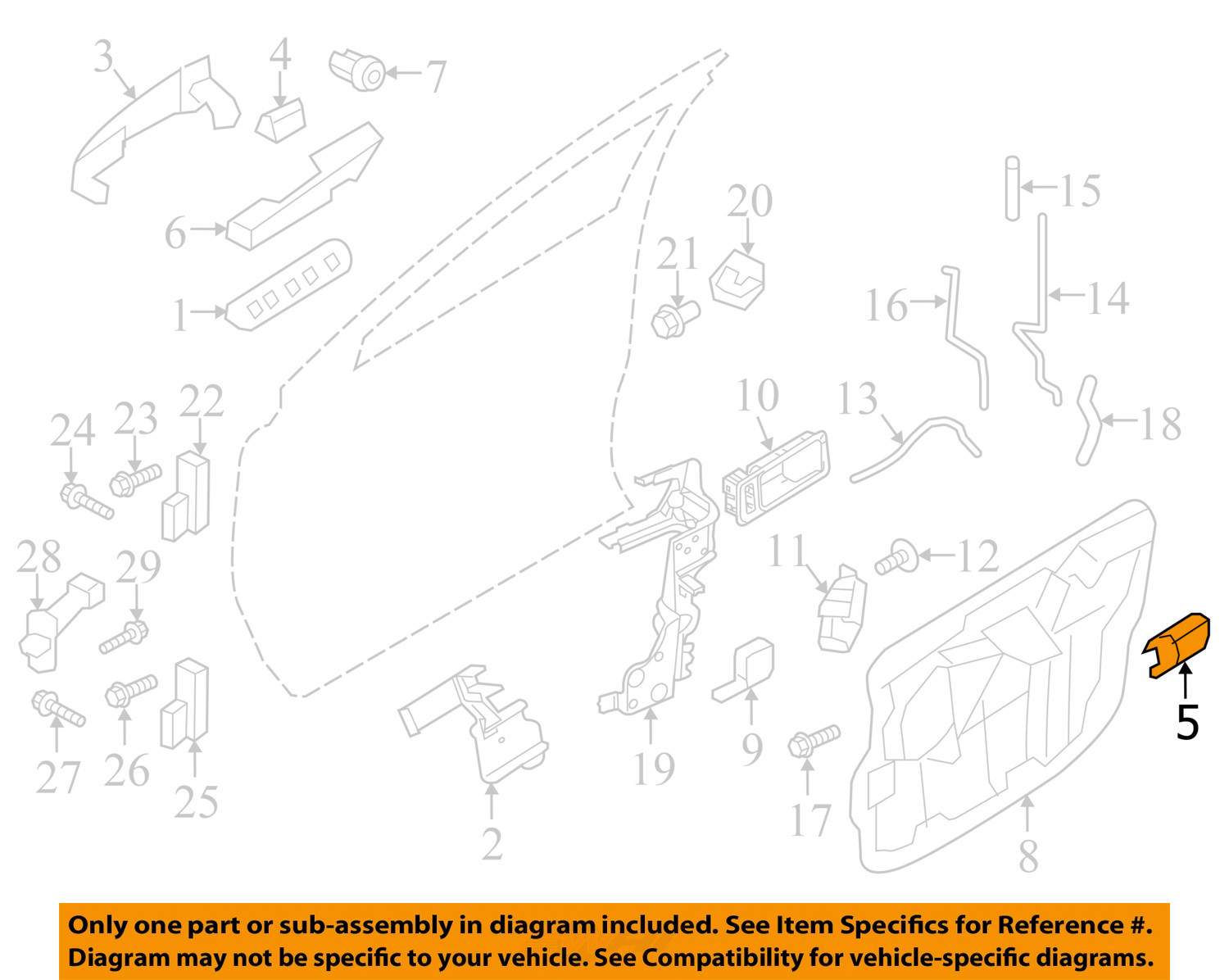 NEW OEM LH FRONT DOOR EXTERIOR LOCKING MECHANISM CAP 11-13 FORD EDGE