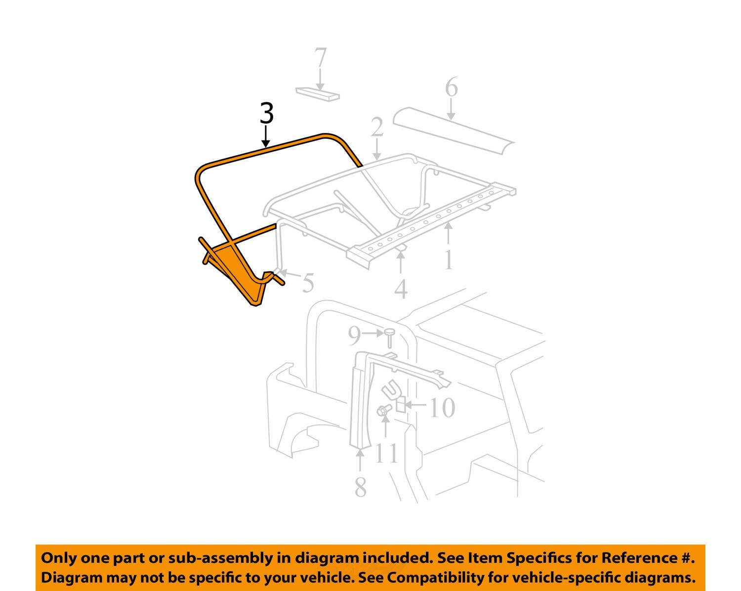 Jeep CHRYSLER OEM 0716 Wrangler Convertible/soft TopRear Bow