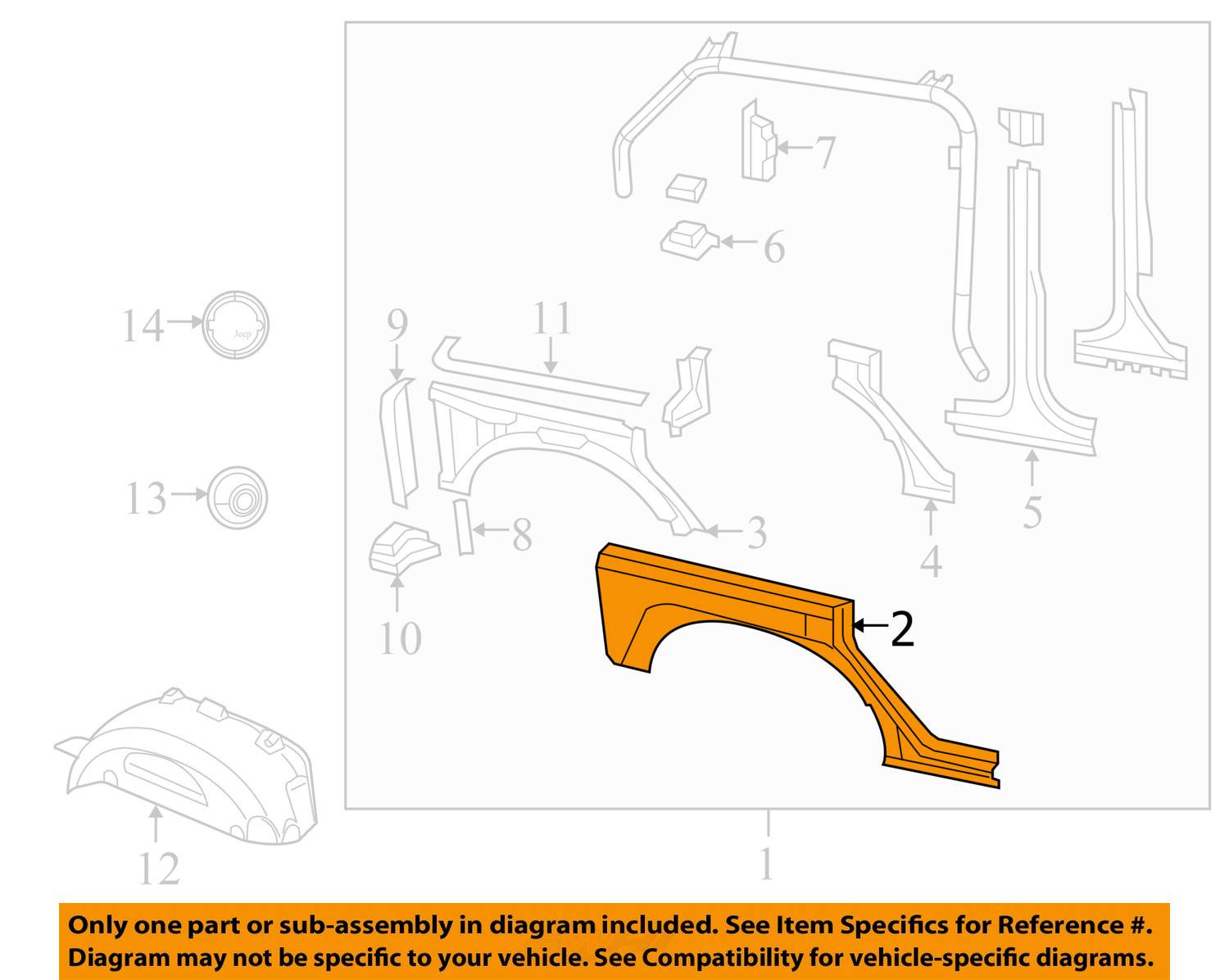 Jeep CHRYSLER OEM 0716 WranglerQuarter Panel Rear Fender Right 55397016AI eBay
