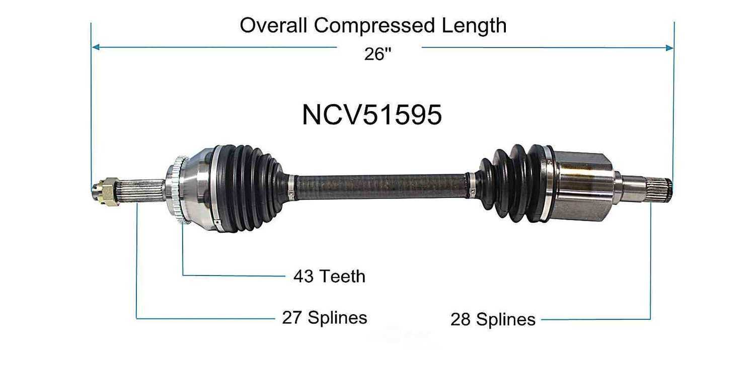 GSP NORTH AMERICA INC. - New CV Axle (Front Left) - AD8 NCV51595