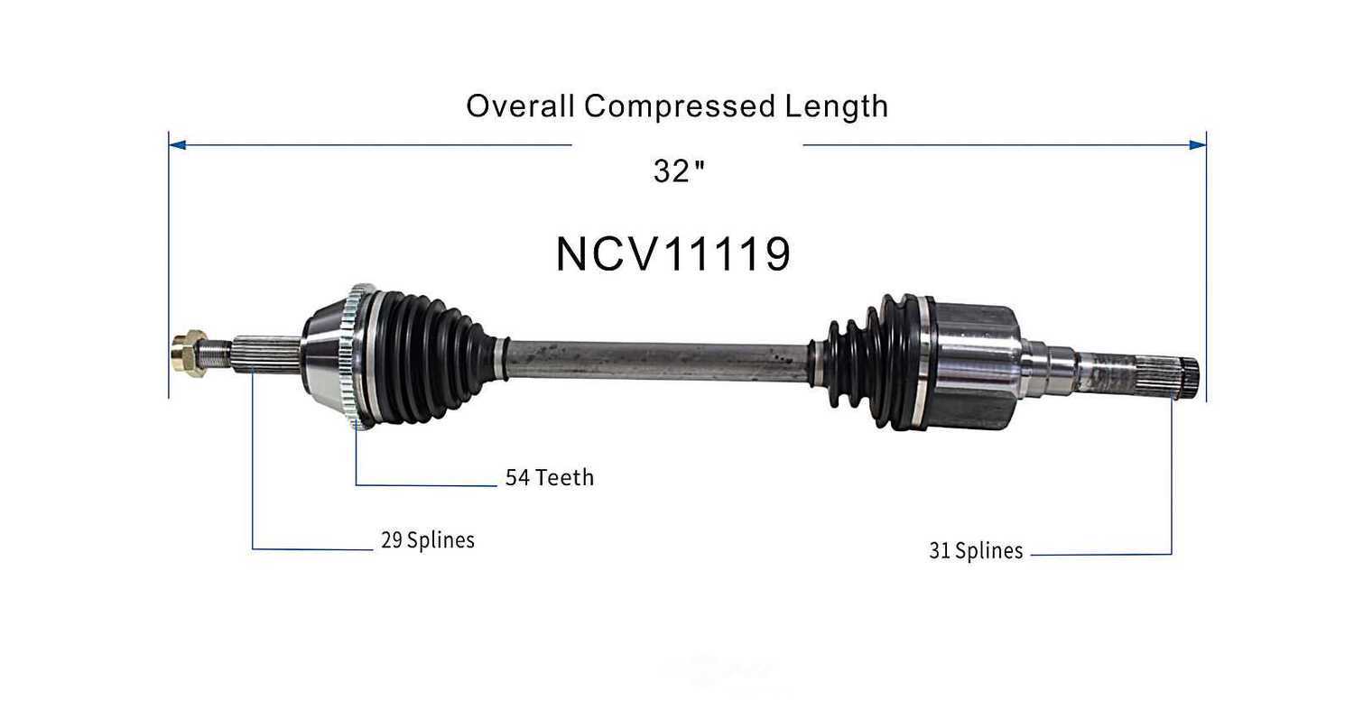 GSP NORTH AMERICA INC. - New CV Axle (Rear Left) - AD8 NCV11119