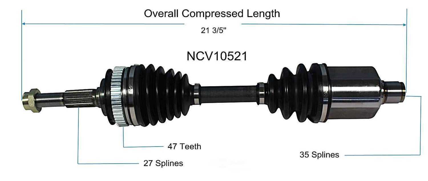 GSP NORTH AMERICA INC. - New CV Axle - AD8 - ncv10521