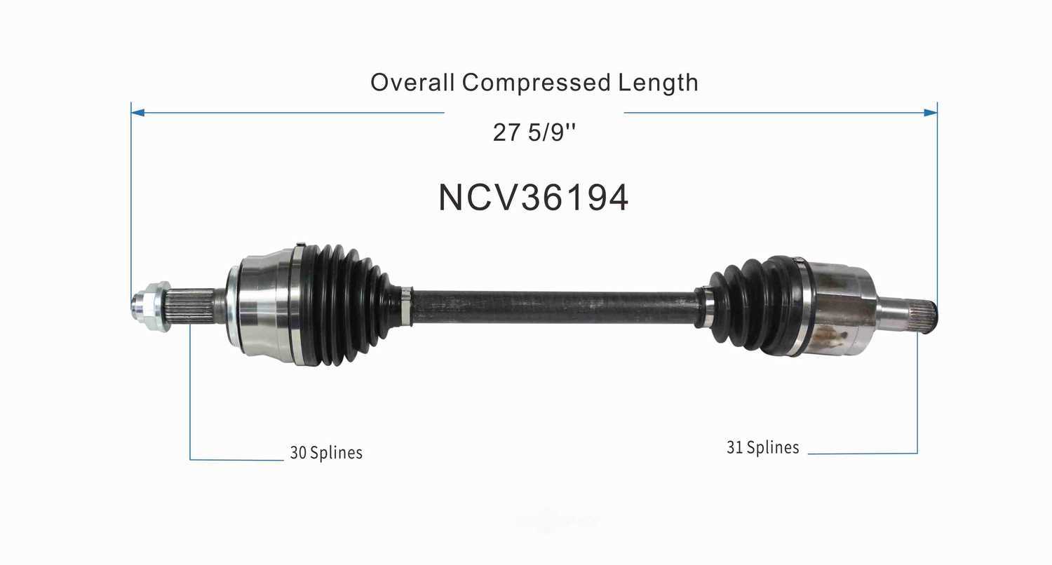 GSP NORTH AMERICA INC. - New CV Axle (Front Left) - AD8 NCV36194