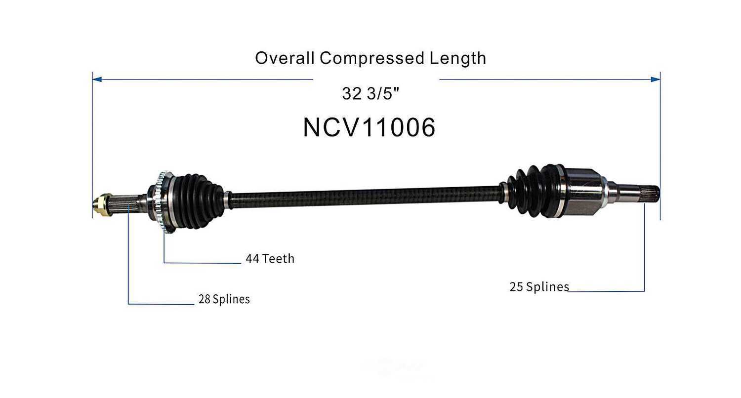GSP NORTH AMERICA INC. - New CV Axle (Rear Right) - AD8 NCV11006