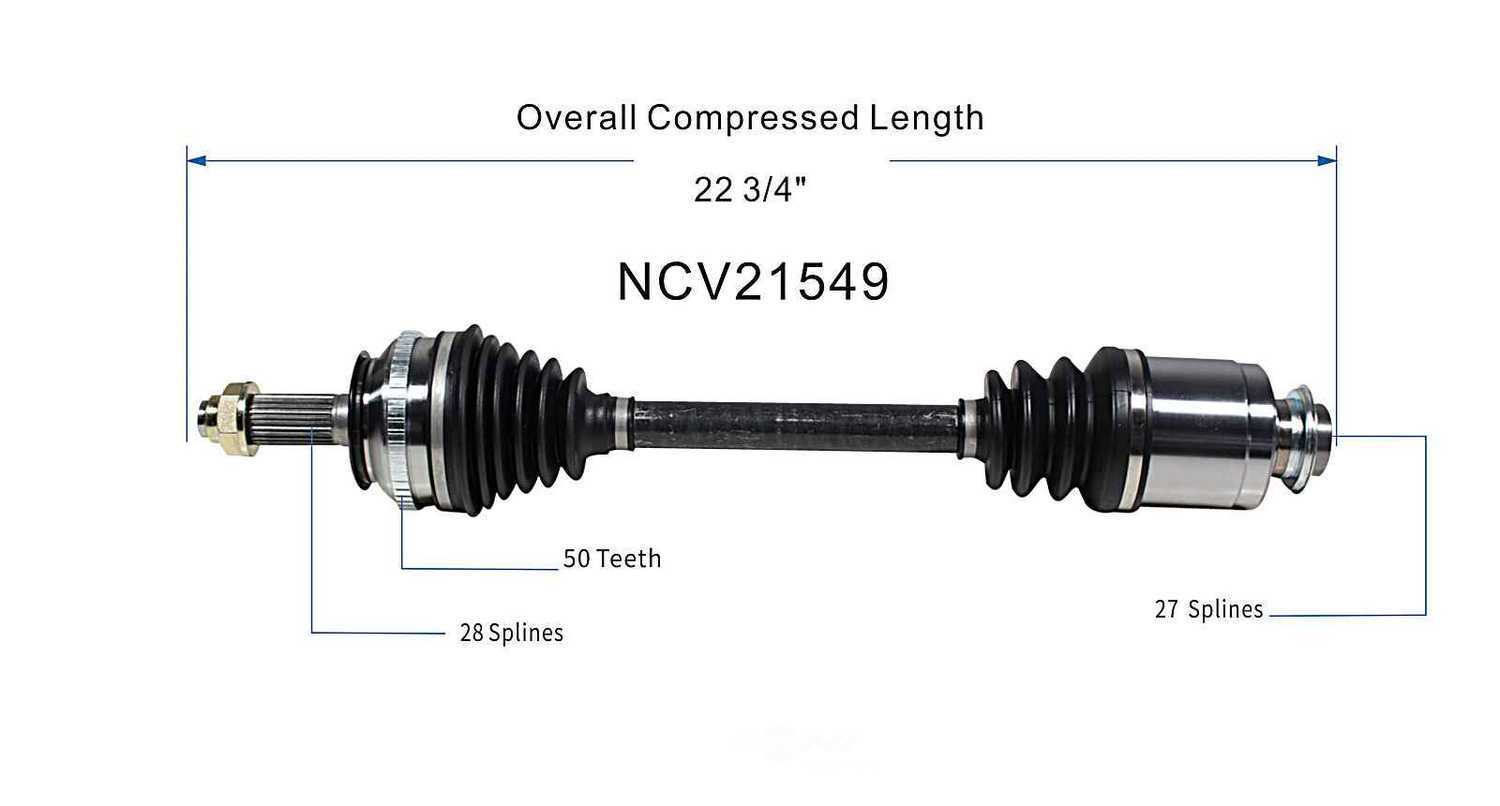 GSP NORTH AMERICA INC. - New CV Axle (Front Right) - AD8 NCV21549