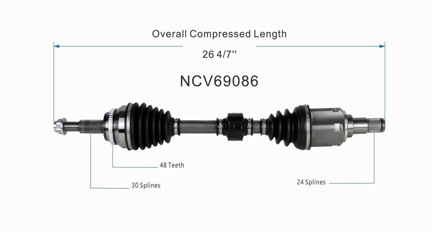 GSP NORTH AMERICA INC. - New CV Axle (Front Left) - AD8 NCV69086
