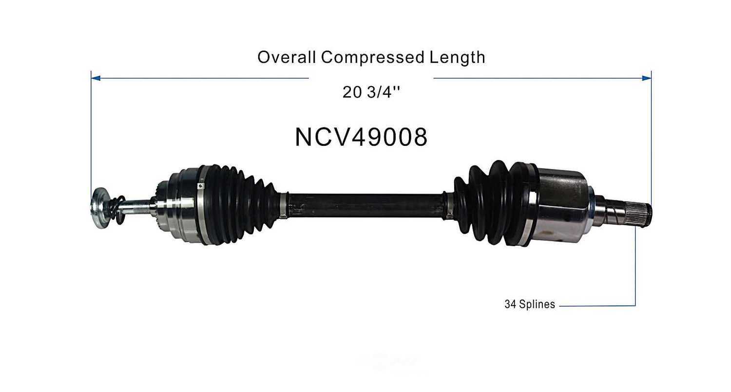 GSP NORTH AMERICA INC. - New CV Axle (Front Left) - AD8 NCV49008