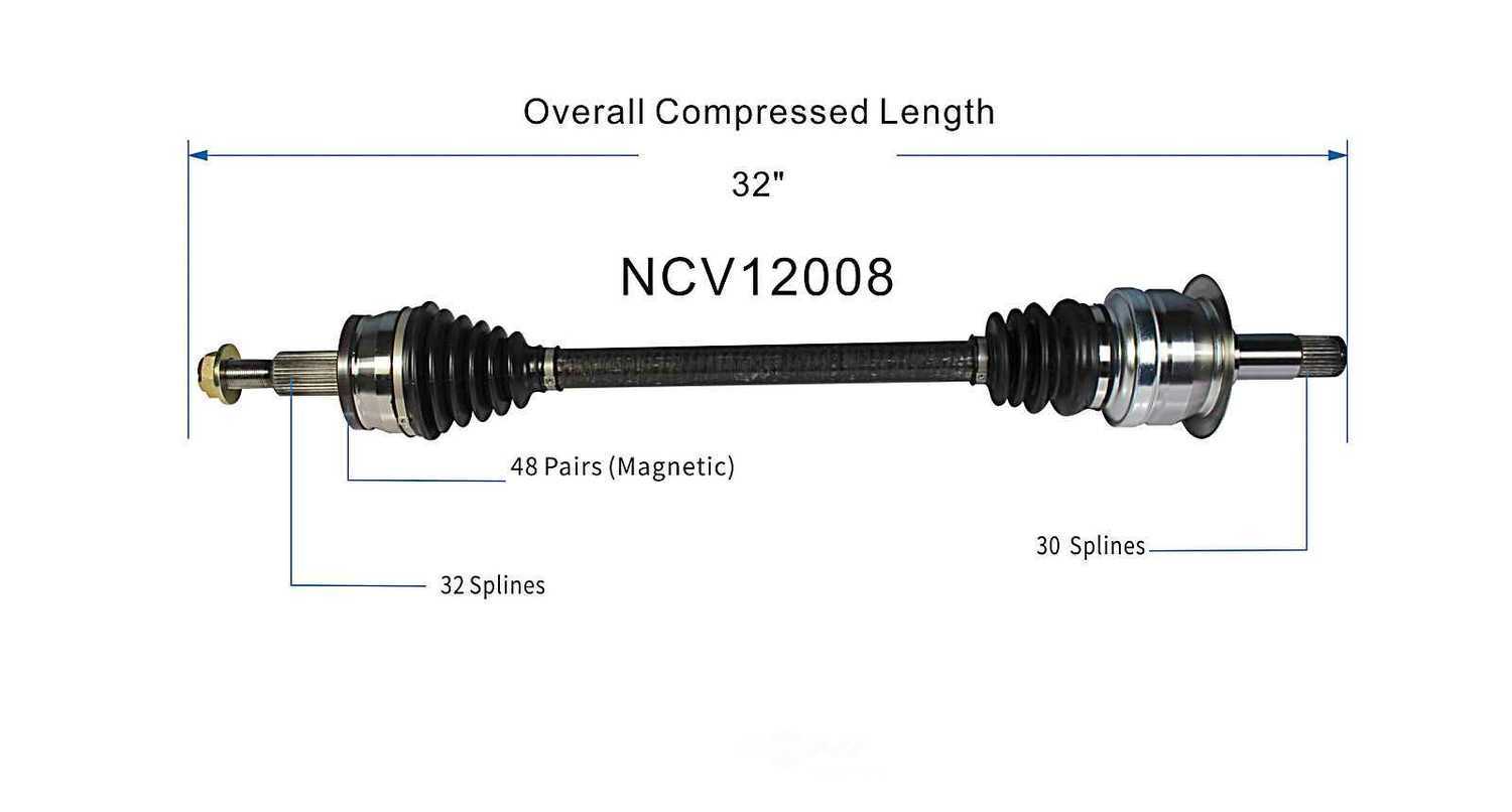 GSP NORTH AMERICA INC. - New CV Axle (Rear Left) - AD8 NCV12008
