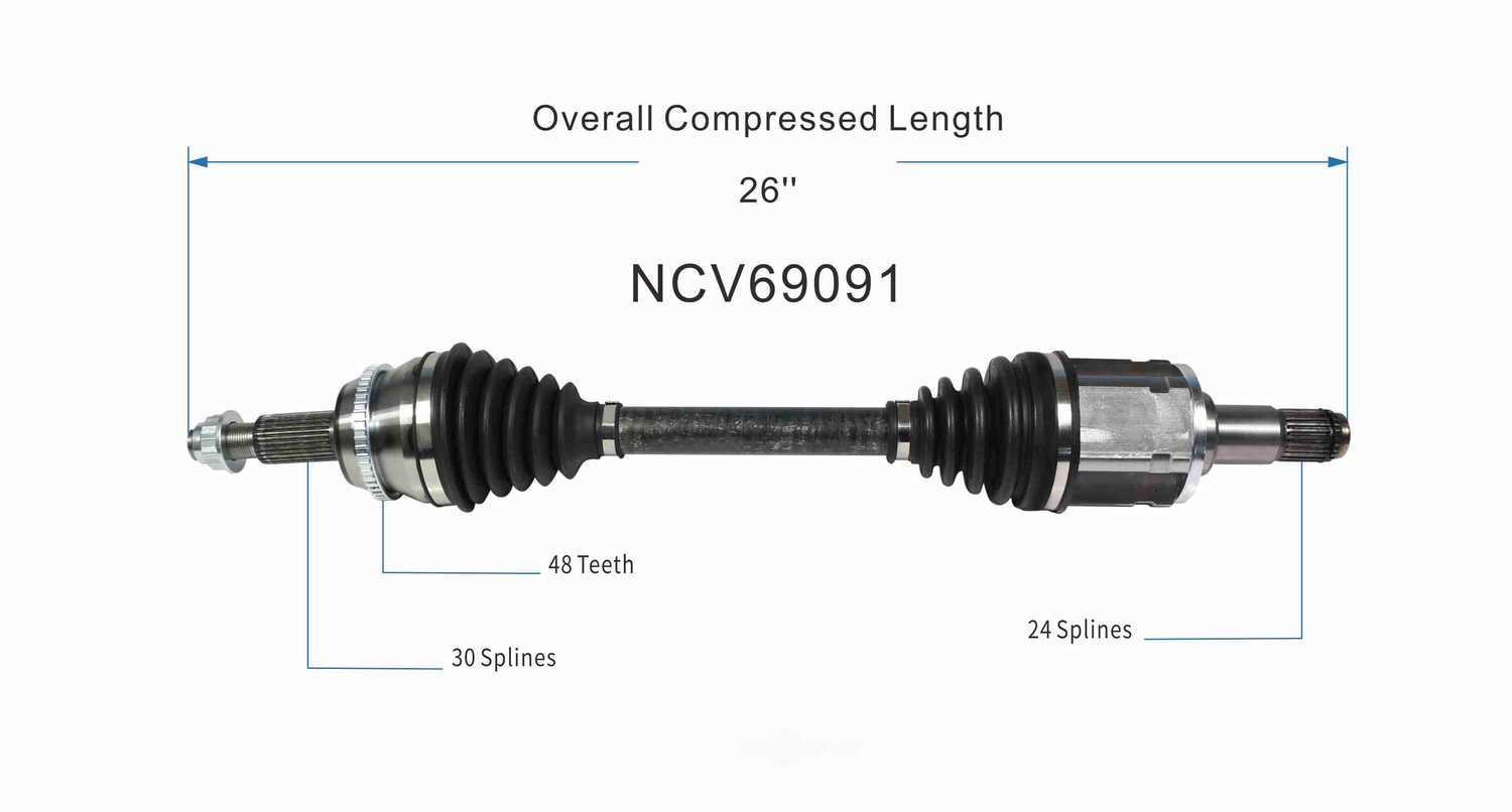 GSP NORTH AMERICA INC. - New CV Axle (Front Left) - AD8 NCV69091
