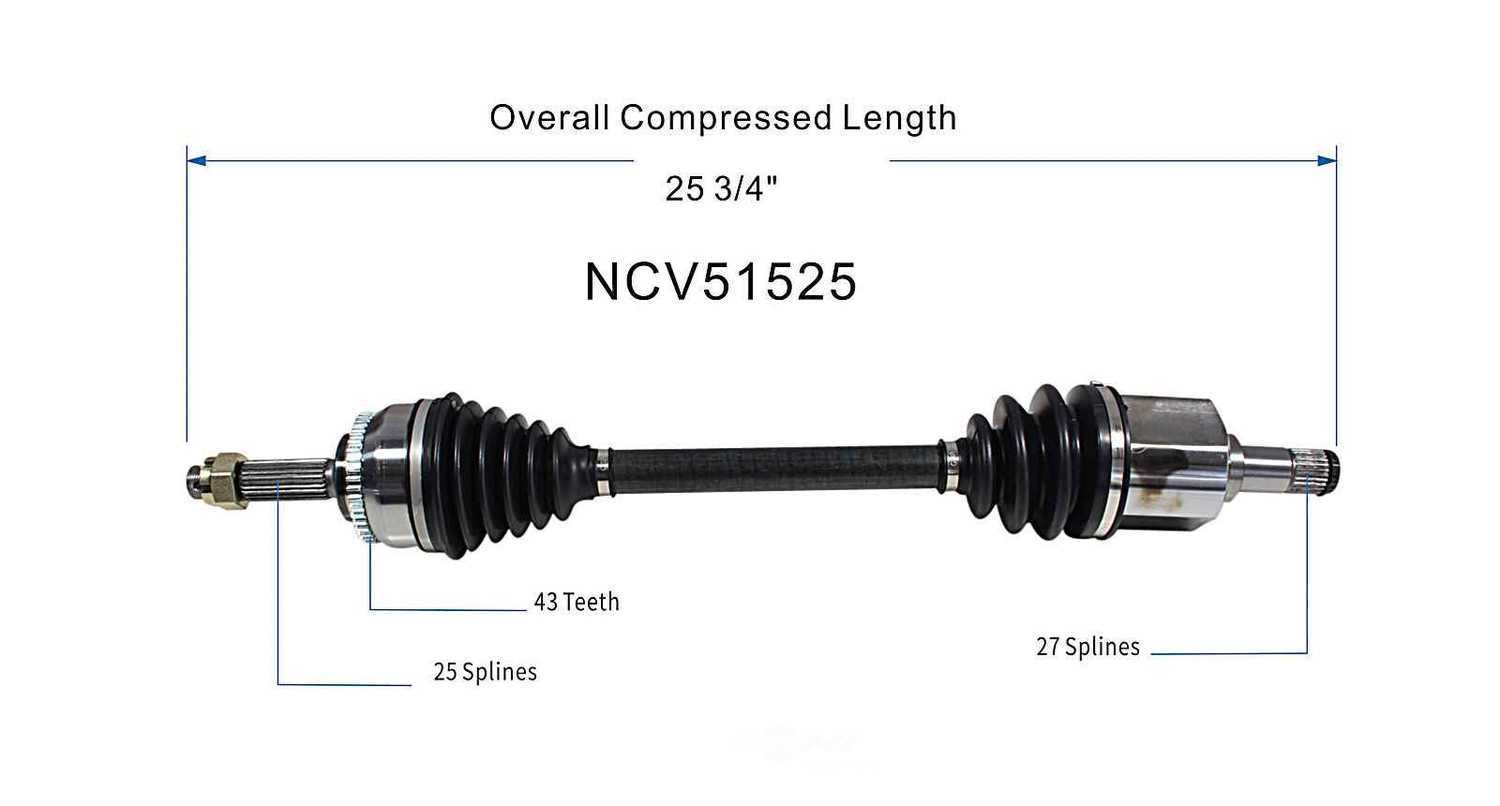 GSP NORTH AMERICA INC. - New CV Axle (Front Left) - AD8 NCV51525