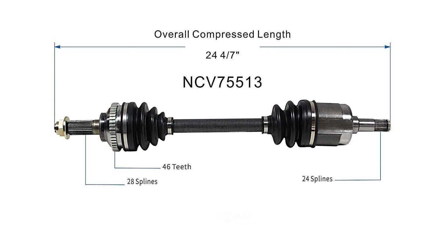 GSP NORTH AMERICA INC. - New CV Axle ( Without ABS Brakes, With ABS Brakes, Front Left) - AD8 NCV75513