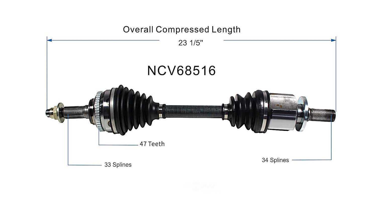 GSP NORTH AMERICA INC. - New CV Axle (Front Left) - AD8 NCV68516