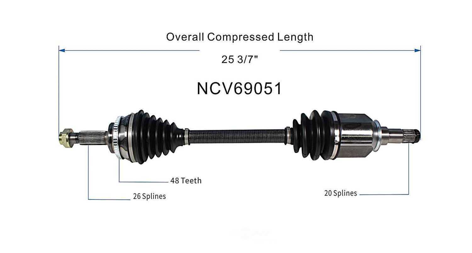GSP NORTH AMERICA INC. - New CV Axle (Front Left) - AD8 NCV69051