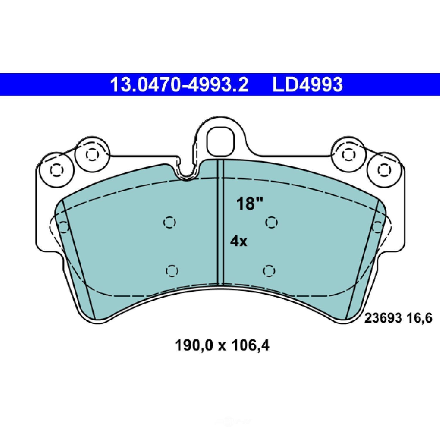 ATE - ATE Ceramic Disc Brake Pads (Front) - AEP LD4993