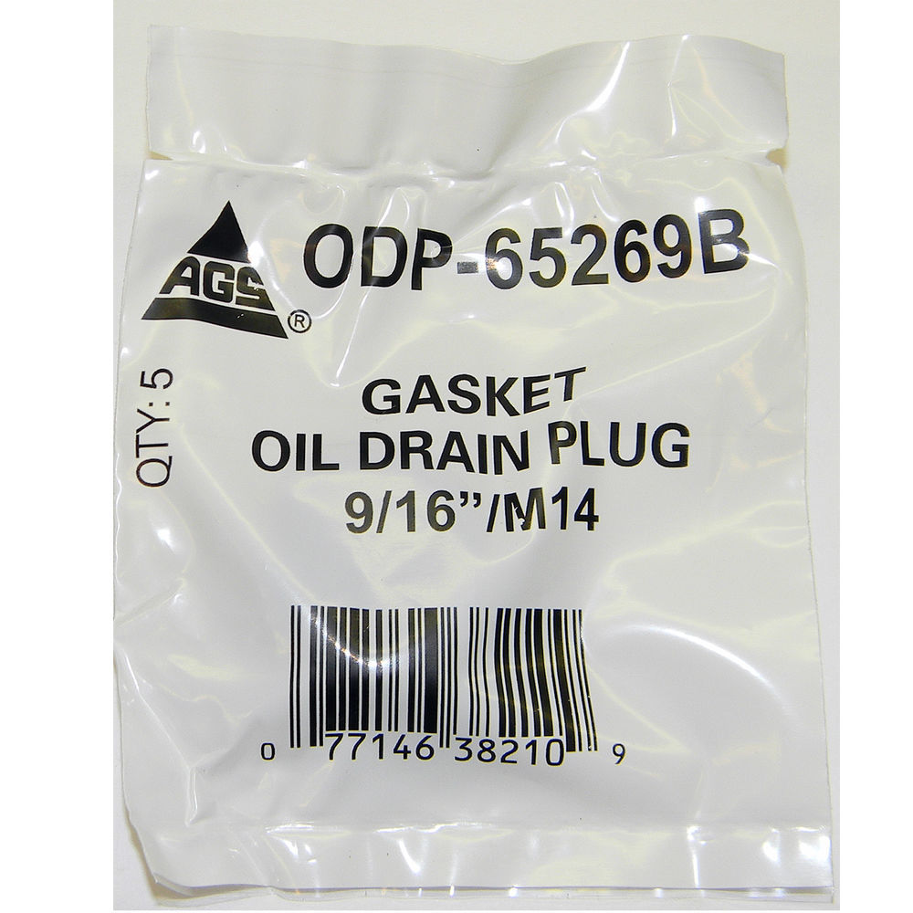 AGS COMPANY - Engine Oil Drain Plug Gasket, Metal/Rubber Gasket, Bag - AGS ODP-65269B