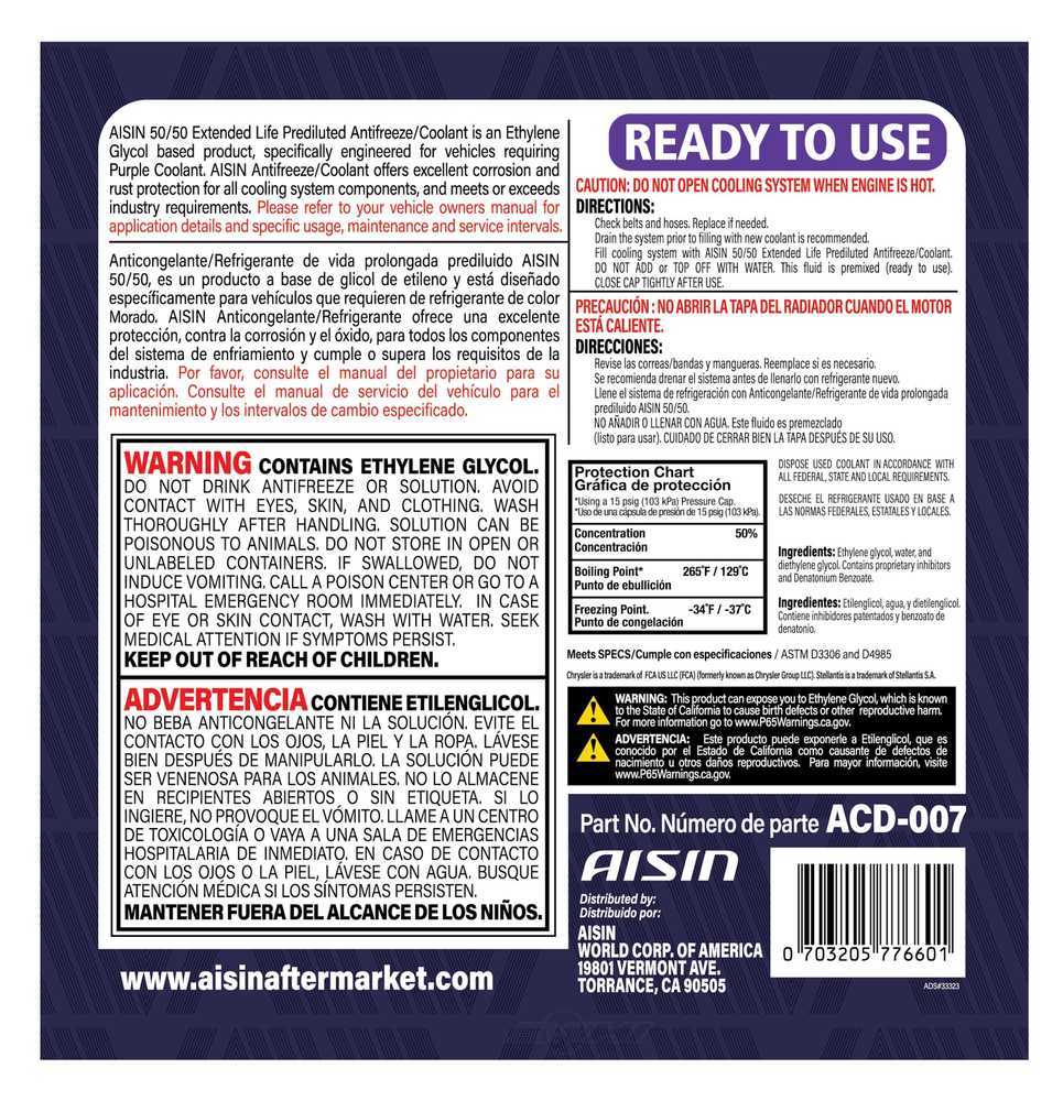 AISIN WORLD CORP OF AMERICA - AISIN Vehicle Specific Coolant / Antifreeze - AIS ACD-007
