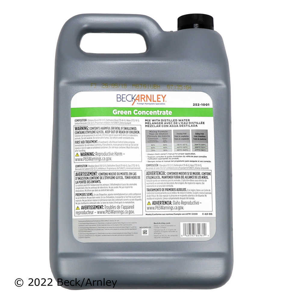 BECK/ARNLEY - Engine Coolant / Antifreeze - BAR 252-1001