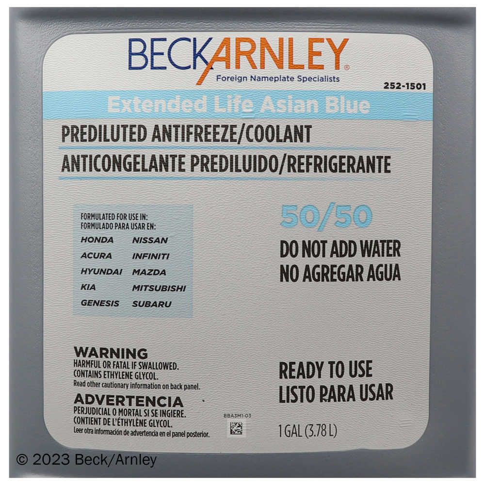 BECK/ARNLEY - Engine Coolant / Antifreeze - BAR 252-1501