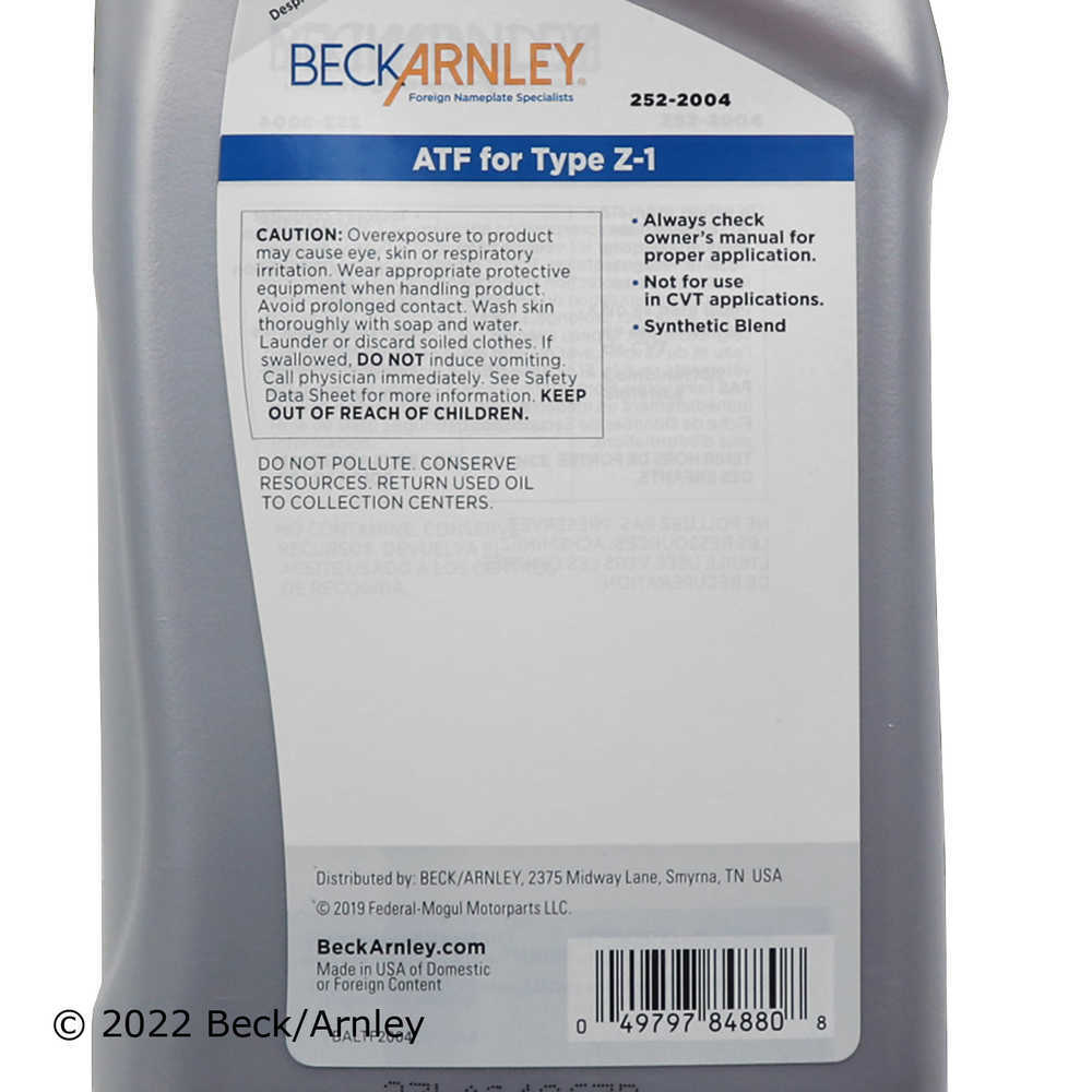 BECK/ARNLEY - Auto Trans Fluid - BAR 252-2004