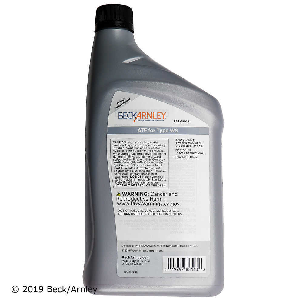 BECK/ARNLEY - Auto Trans Fluid - BAR 252-2006