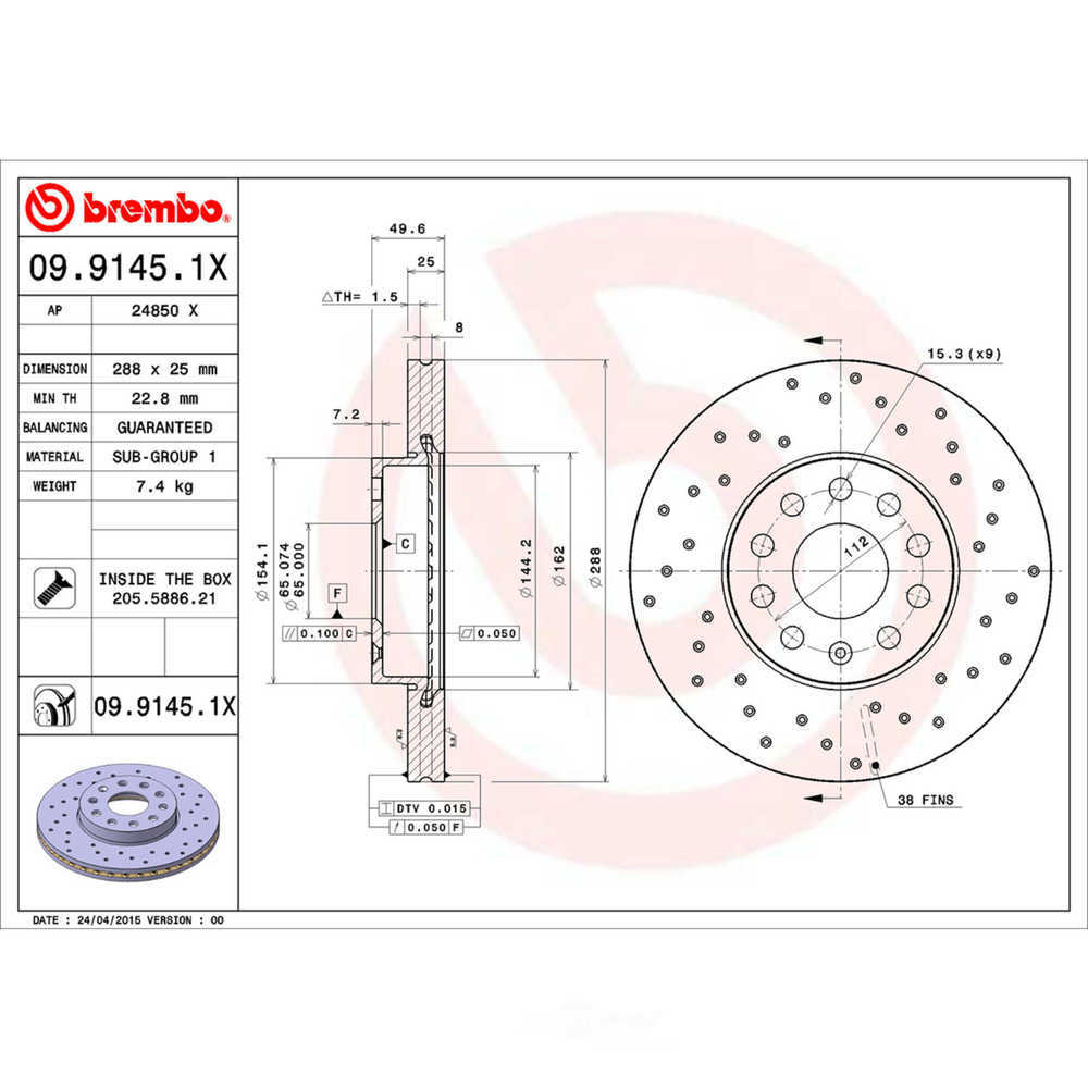 Disque de frein à disque Brembo XTRA