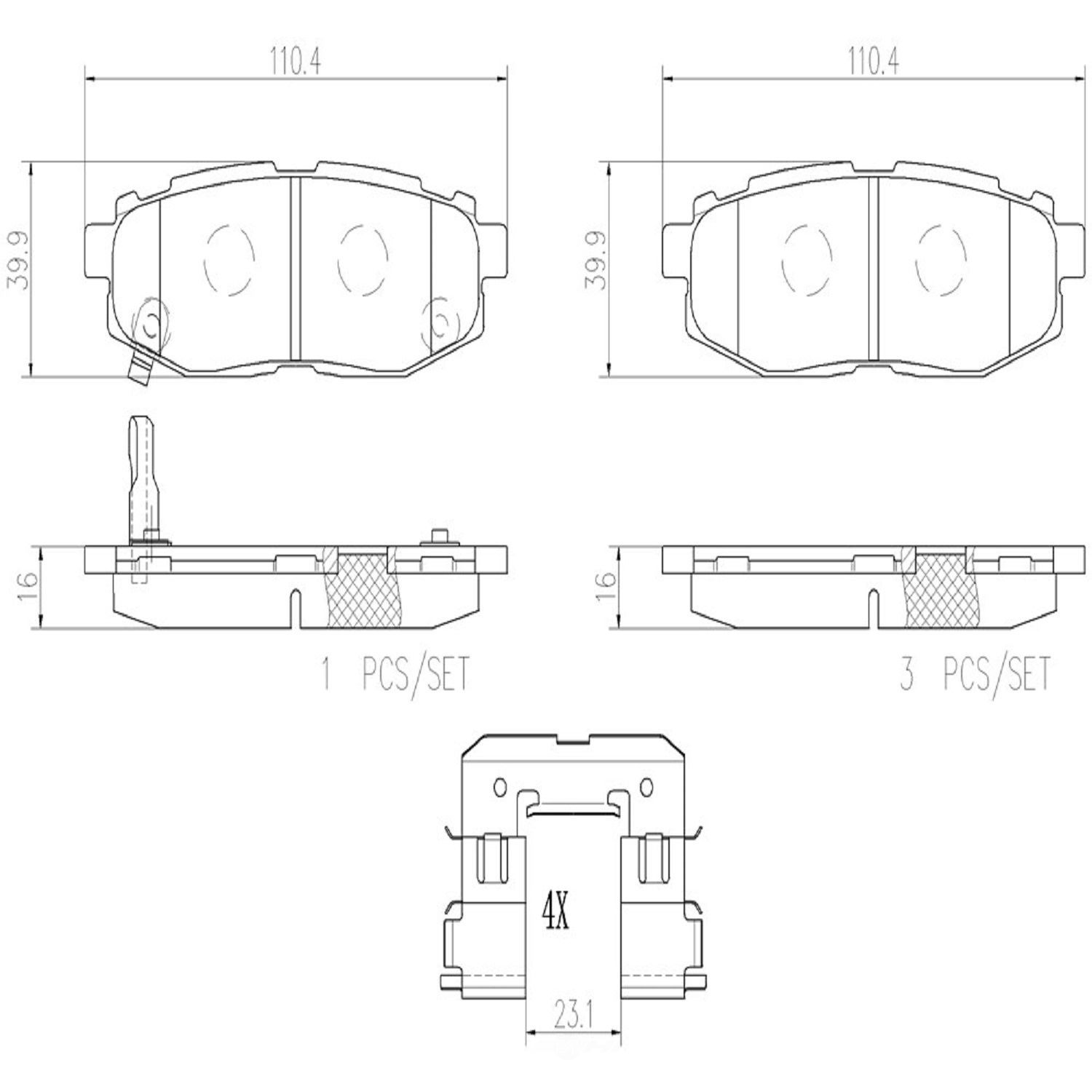 BREMBO NORTH AMERICA - Premium NAO Ceramic OE Equivalent Pad - BMO P78018N