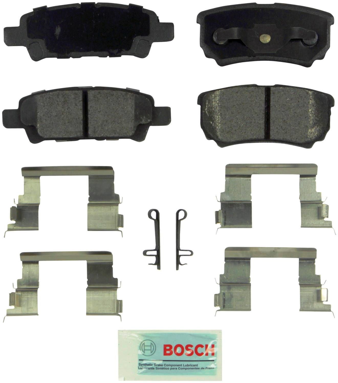 BOSCH BRAKE - Bosch Blue Ceramic Brake Pads with Hardware (Rear) - BQC BE1037H