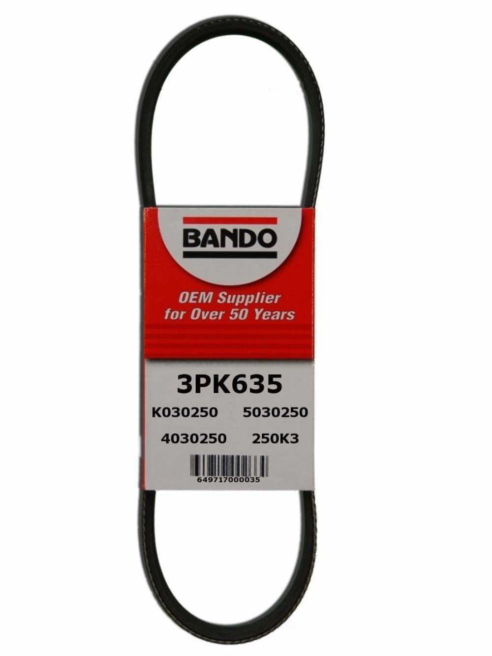 BANDO - Rib Ace Precision Engineered V-Ribbed Belt (Water Pump and Power Steering) - BWO 3PK635