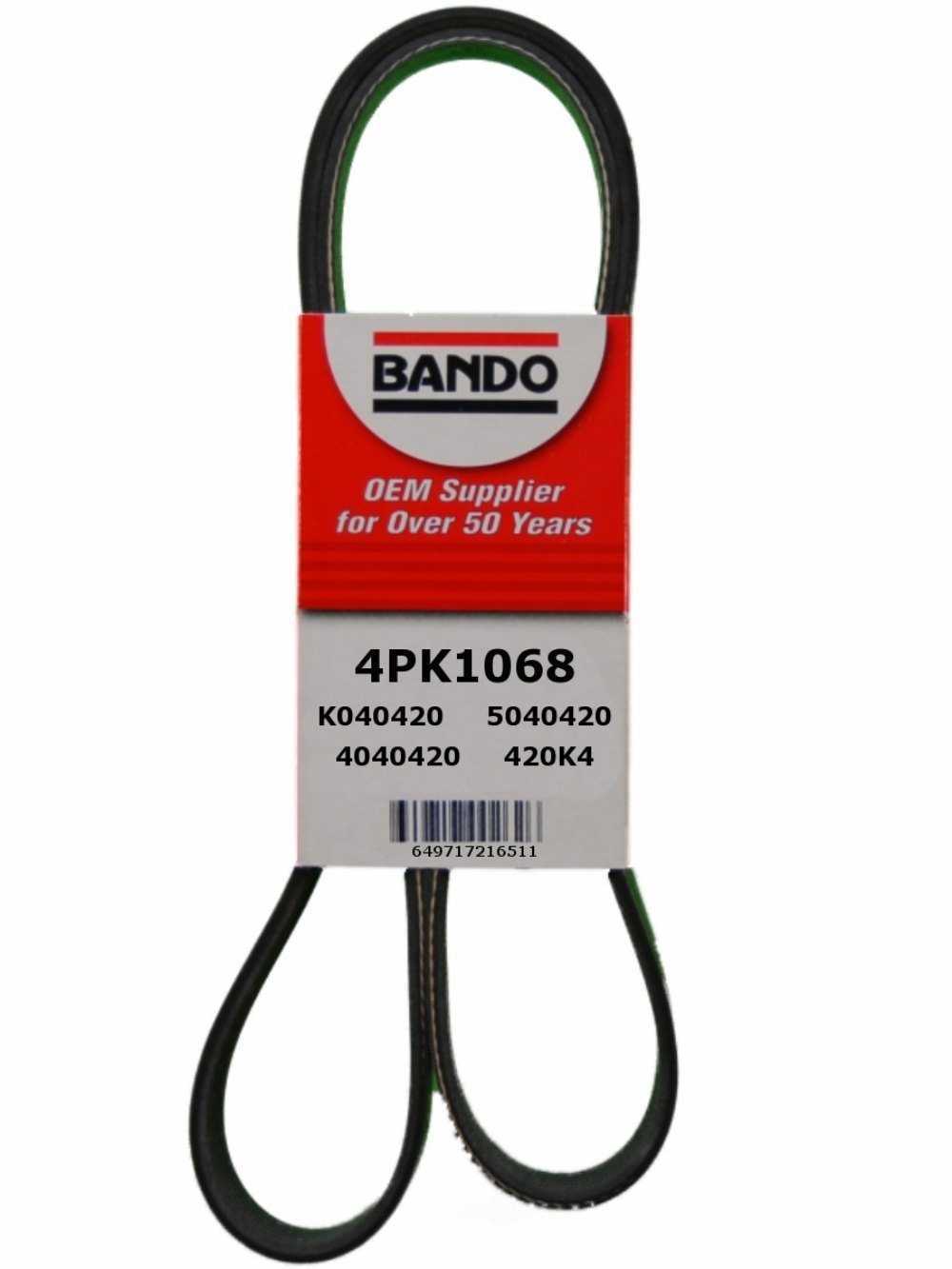 BANDO - Rib Ace Precision Engineered V-Ribbed Belt (Water Pump and Power Steering) - BWO 4PK1068