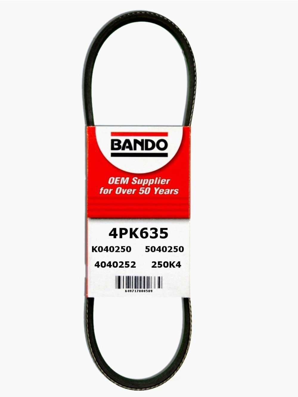 BANDO - Rib Ace Precision Engineered V-Ribbed Belt (Water Pump and Power Steering) - BWO 4PK635