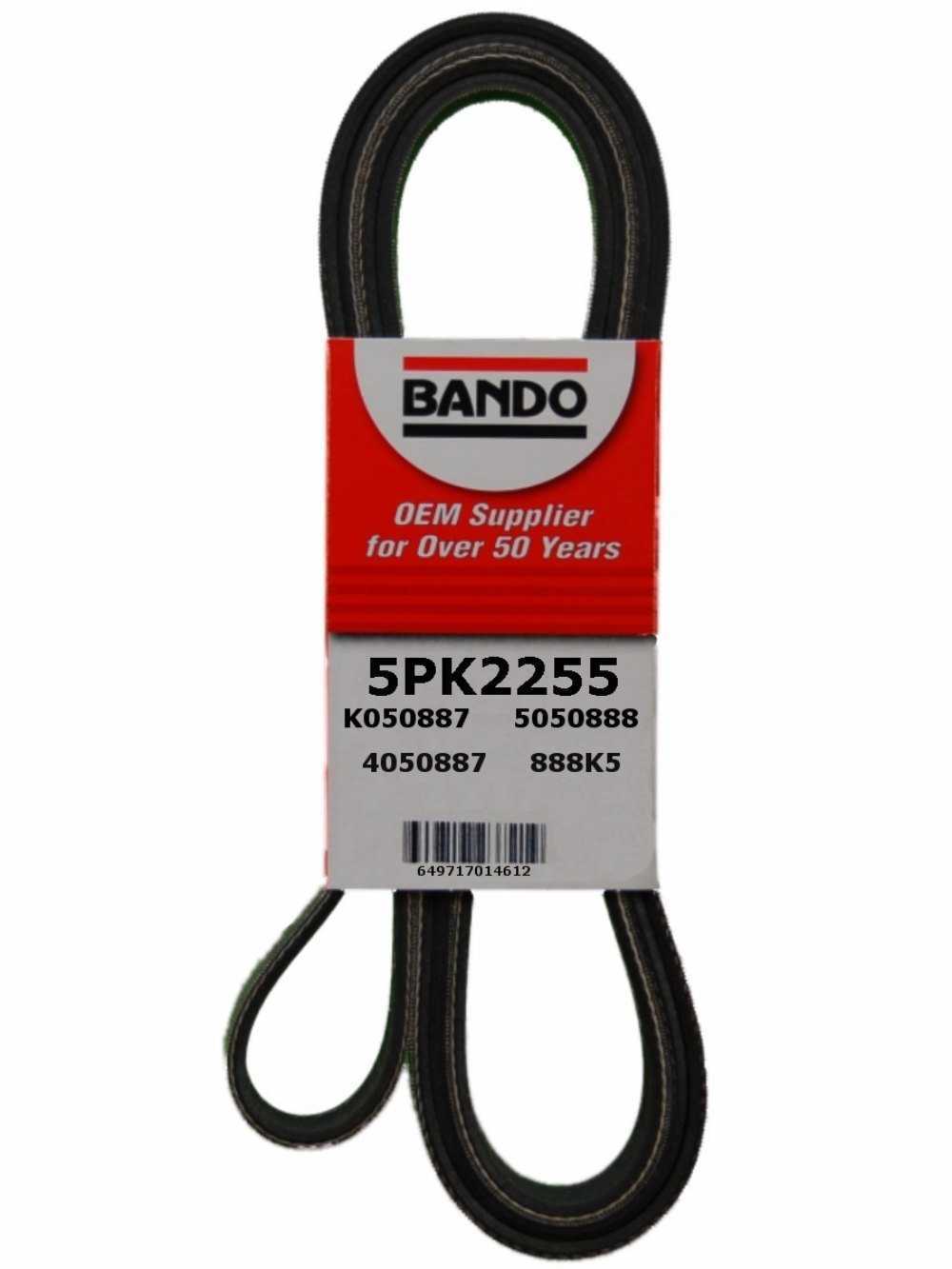 BANDO - Rib Ace Precision Engineered V-Ribbed Belt (Water Pump, Alternator, Air Conditioning and Power Steering) - BWO 5PK2255