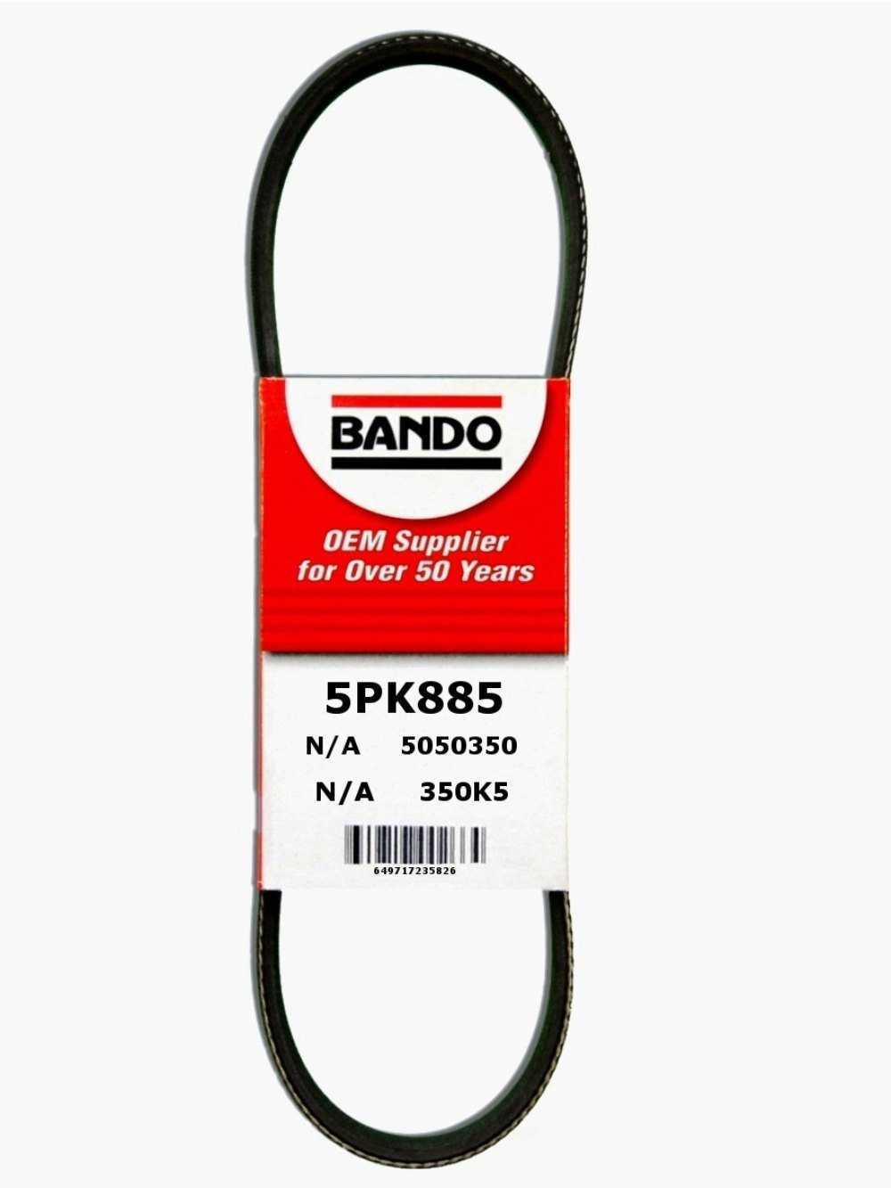 BANDO - Rib Ace Precision Engineered V-Ribbed Belt (Alternator and Power Steering) - BWO 5PK885