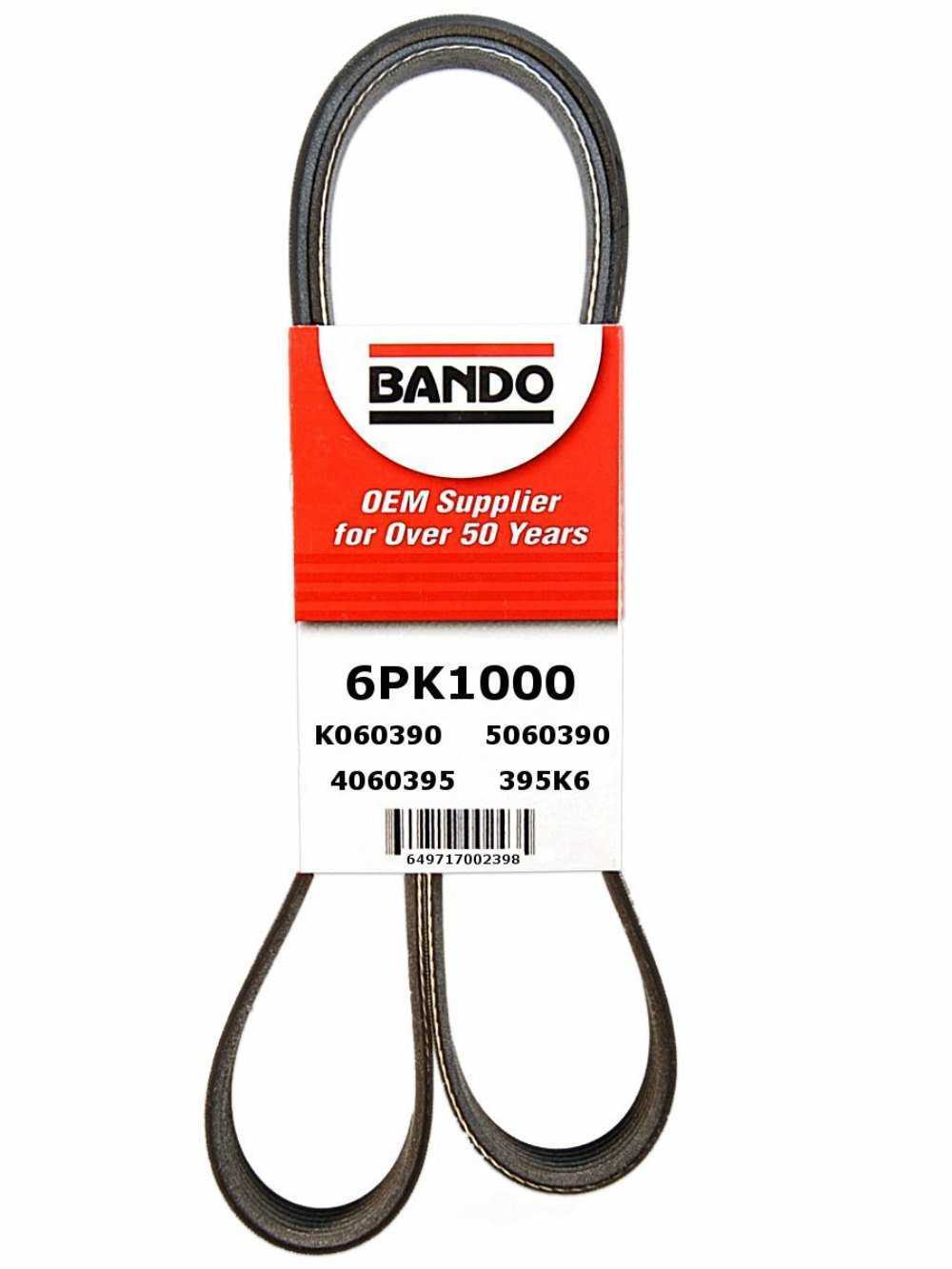 BANDO - Accessory Drive Belt (Air Conditioning, Alternator and Power Steering) - BWO 6PK1000