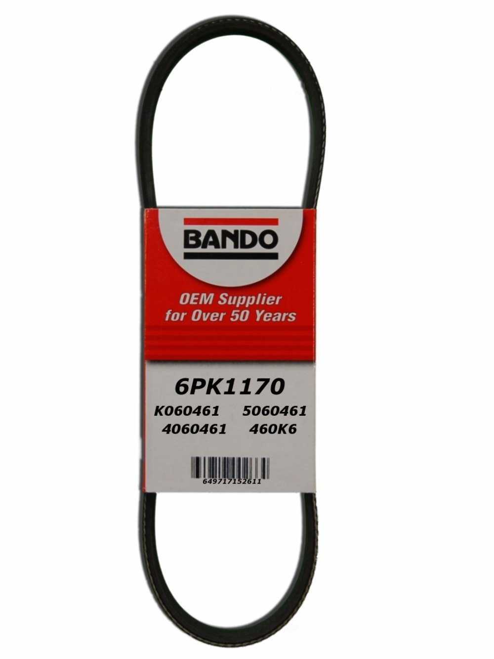 BANDO - Accessory Drive Belt (Water Pump, Alternator and Power Steering) - BWO 6PK1170