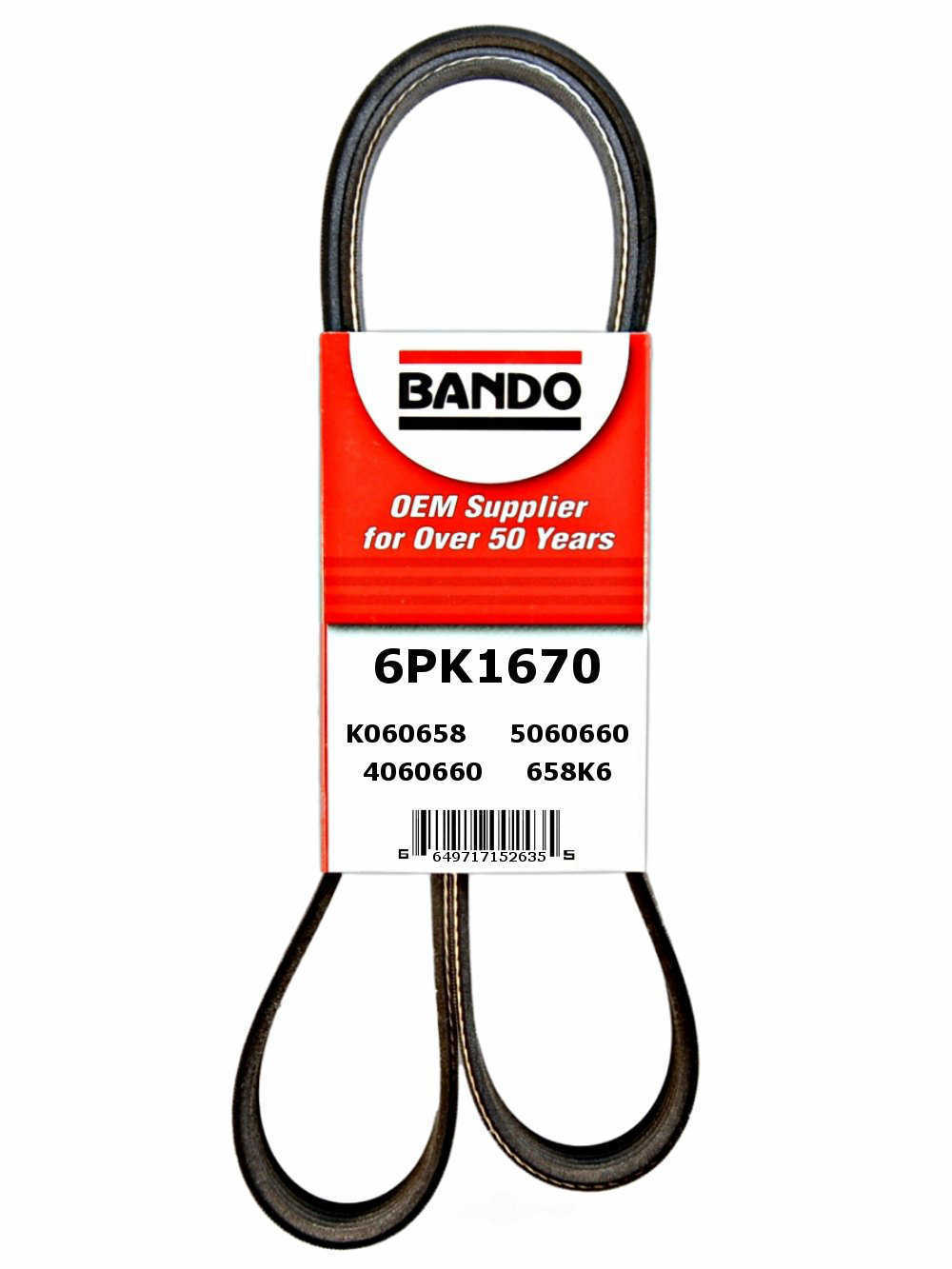 BANDO - Accessory Drive Belt (Water Pump, Alternator, Air Conditioning and Power Steering) - BWO 6PK1670
